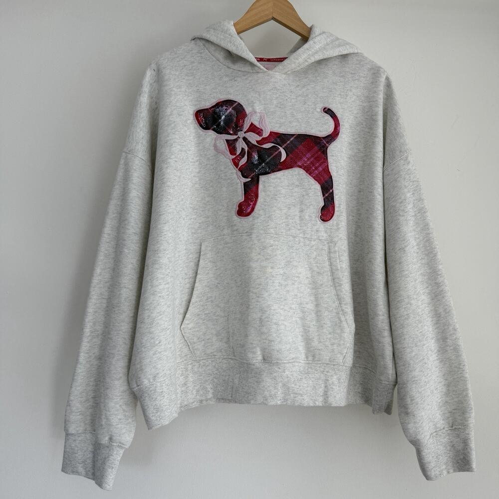PINK X LoveShackFancy Hoodie XL Oversized‎ Bling Puppy Victorias Secret Pullover